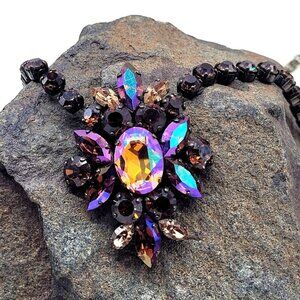 Gorgeous Isabelle De Millery Lyon France Crystal Rhinestone Statement Necklace